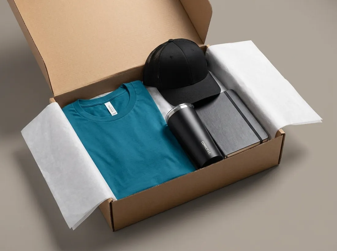The New Hire Kit: the default items packed in a kraft box