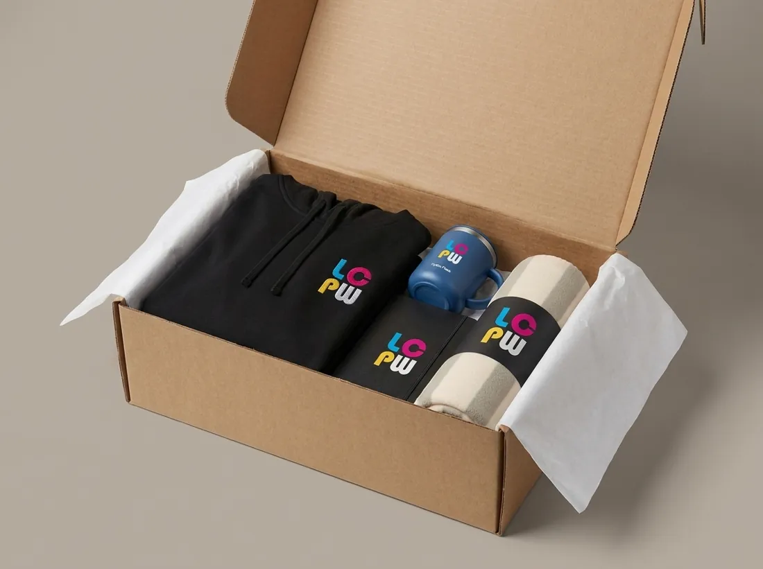 The Remote Team Care Pack decorated with the LCPW logo